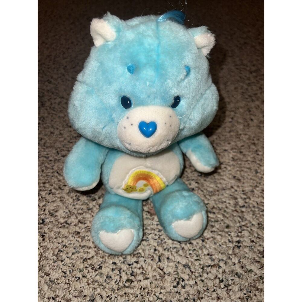 Vintage 1983 Care Bears Wish Bear‎ Plush 14" Stuffed Animal Blue, good condition